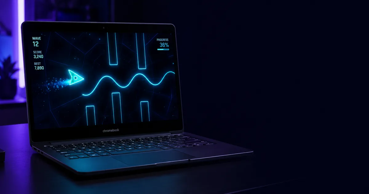 Space Waves running in a school Chromebook browser — no download or install required